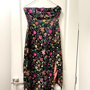 strapless Multi colored dress with slit